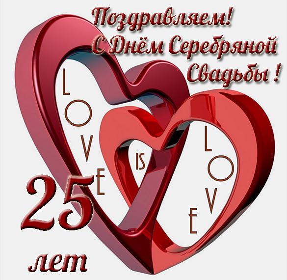 Скачать бесплатно Открытка с днем годовщины серебряной свадьбы на сайте WishesCards.ru