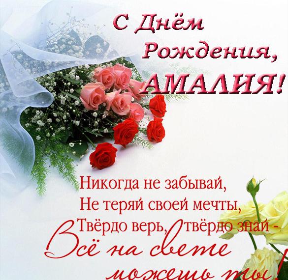 Скачать бесплатно Открытка с днем рождения Амалия на сайте WishesCards.ru