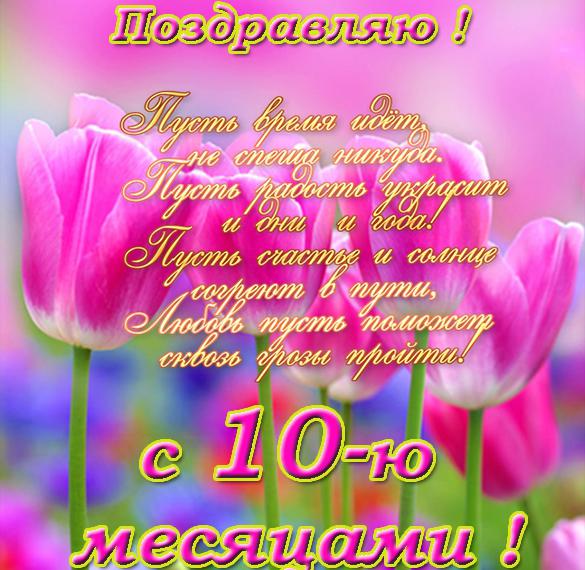 Скачать бесплатно Открытка с днем рождения девочке на 10 месяцев на сайте WishesCards.ru
