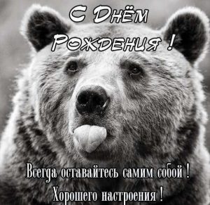 Скачать бесплатно Открытка с днем рождения мужчине с медведем на сайте WishesCards.ru