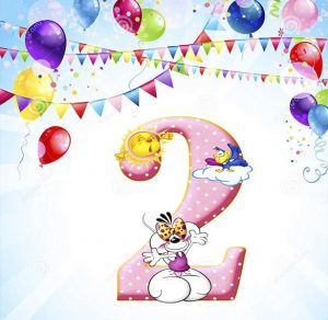 Скачать бесплатно Открытка с днем рождения на 2 года девочке на сайте WishesCards.ru