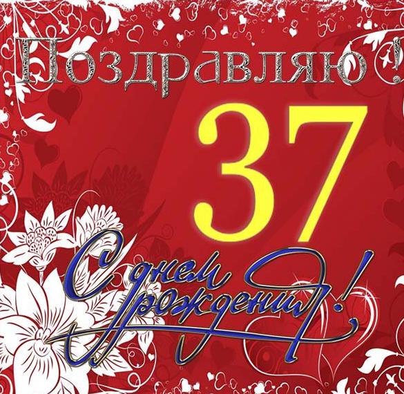 Скачать бесплатно Открытка с днем рождения на 37 лет женщине на сайте WishesCards.ru