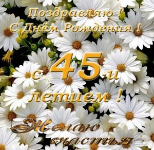 Скачать бесплатно Открытка с днем рождения на 45 лет женщине на сайте WishesCards.ru