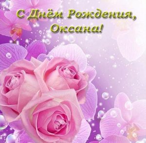 Скачать бесплатно Открытка с днем рождения Оксана с розами на сайте WishesCards.ru