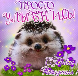 Скачать бесплатно Открытка с днем рождения с ежиком на сайте WishesCards.ru