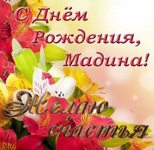 Скачать бесплатно Открытка с днем рождения с именем Мадина на сайте WishesCards.ru
