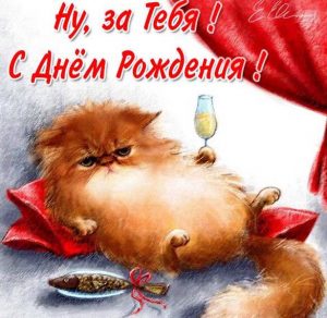 Скачать бесплатно Открытка с днем рождения с кошками женщине на сайте WishesCards.ru