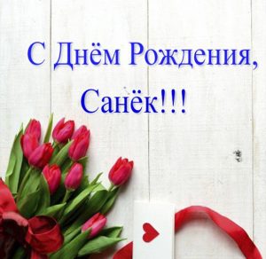 Скачать бесплатно Открытка с днем рождения Санек на сайте WishesCards.ru