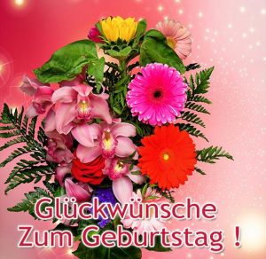 Скачать бесплатно Открытка с днем рождения женщине на немецком на сайте WishesCards.ru