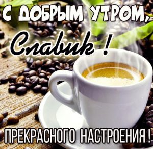 Скачать бесплатно Открытка с добрым утром Славик на сайте WishesCards.ru