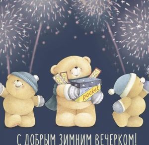 Скачать бесплатно Открытка с добрым зимним вечером прикольная на сайте WishesCards.ru