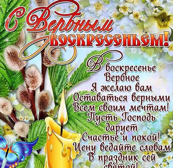 Скачать бесплатно Открытка с поздравлением в стихах на Вербное Воскресенье на сайте WishesCards.ru