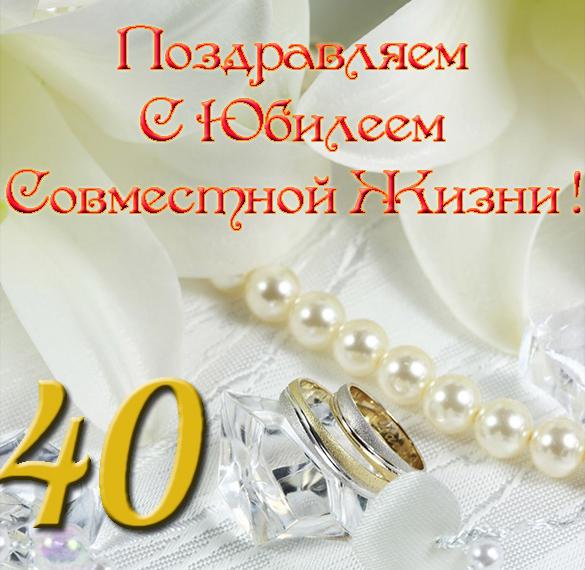 Скачать бесплатно Открытка с юбилеем на 40 лет совместной жизни на сайте WishesCards.ru