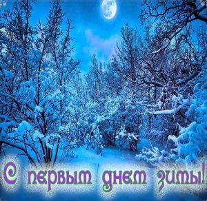 Скачать бесплатно Открытка в картинке с первым днем зимы на сайте WishesCards.ru