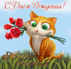Скачать бесплатно Поздравительная открытка с днем рождения с котиками на сайте WishesCards.ru