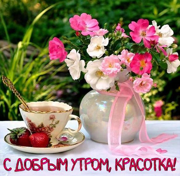 Скачать бесплатно Поздравление с добрым утром девушке в картинке на сайте WishesCards.ru