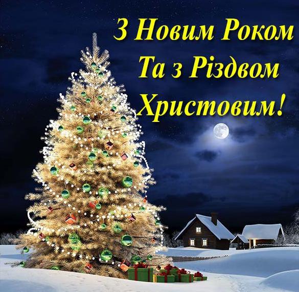 Скачать бесплатно Поздравление с Новым Годом и Рождеством Христовым в украинской открытке на сайте WishesCards.ru
