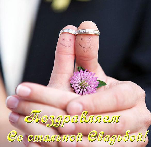 Скачать бесплатно Поздравление со стальной свадьбой в прикольной открытке на сайте WishesCards.ru