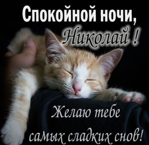 Скачать бесплатно Пожелание спокойной ночи Николай в картинке на сайте WishesCards.ru