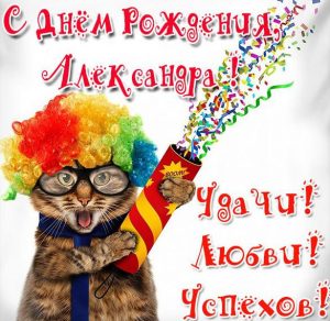 Скачать бесплатно Прикольная картинка Александра с днем рождения на сайте WishesCards.ru