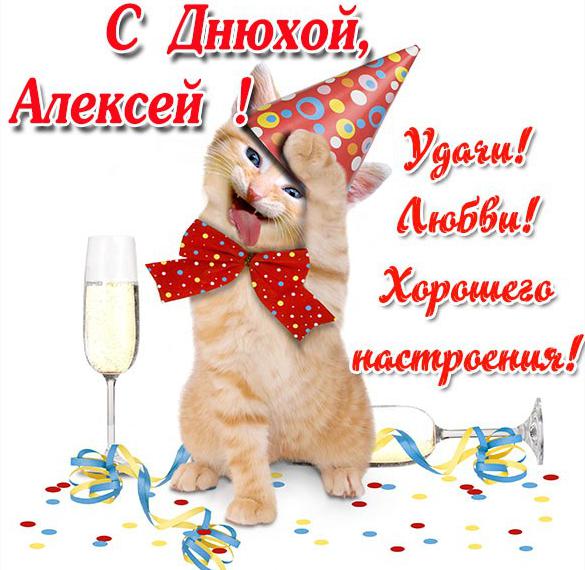 Скачать бесплатно Прикольная картинка Алексей с днем рождения на сайте WishesCards.ru