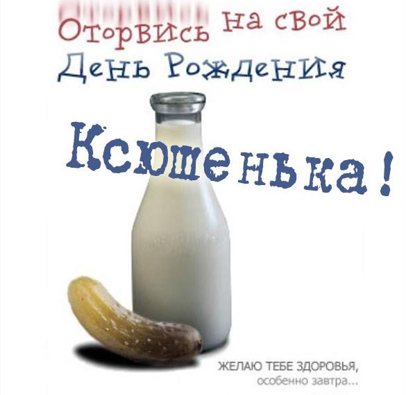 Скачать бесплатно Прикольная картинка Ксюшенька с днем рождения на сайте WishesCards.ru