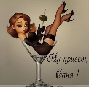 Скачать бесплатно Прикольная картинка привет Саня на сайте WishesCards.ru
