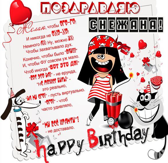 Скачать бесплатно Прикольная картинка с днем рождения девушке Снежане на сайте WishesCards.ru