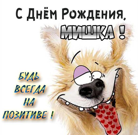 Скачать бесплатно Прикольная картинка с днем рождения для Мишки на сайте WishesCards.ru