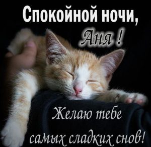 Скачать бесплатно Прикольная картинка спокойной ночи Аня на сайте WishesCards.ru
