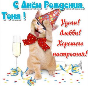 Скачать бесплатно Прикольная картинка Тоня с днем рождения на сайте WishesCards.ru