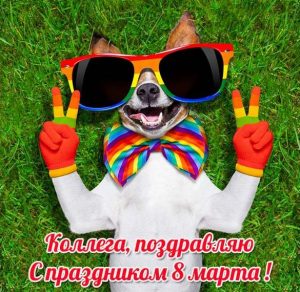 Скачать бесплатно Прикольная открытка с 8 марта коллегам женщинам на сайте WishesCards.ru