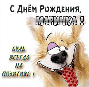 Скачать бесплатно Прикольная открытка с днем рождения для Марины на сайте WishesCards.ru