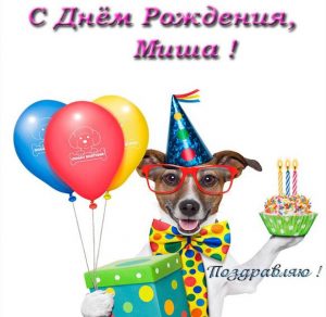 Скачать бесплатно Прикольная открытка с днем рождения Миша на сайте WishesCards.ru