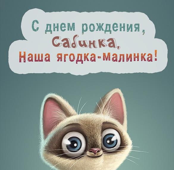 Скачать бесплатно Прикольная открытка с днем рождения Сабина на сайте WishesCards.ru