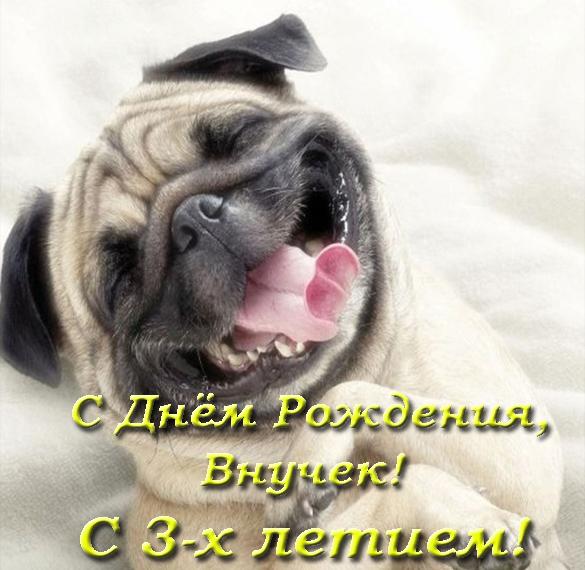 Скачать бесплатно Прикольная открытка с днем рождения внука на 3 года на сайте WishesCards.ru