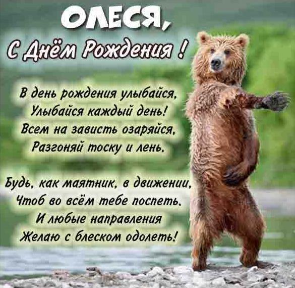 Скачать бесплатно Прикольная открытка с днем рождения женщине Олесе на сайте WishesCards.ru