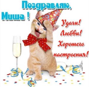 Скачать бесплатно Прикольная открытка с именем Миша на сайте WishesCards.ru