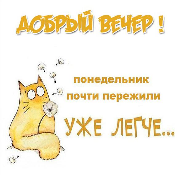 Скачать бесплатно Прикольная смешная картинка про вечер понедельника на сайте WishesCards.ru