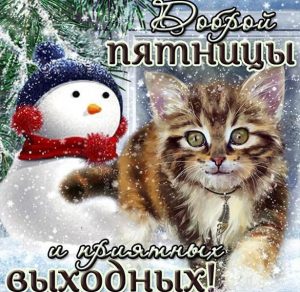 Скачать бесплатно Прикольная зимняя картинка про пятницу на сайте WishesCards.ru