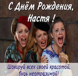 Скачать бесплатно Прикольное фото с днем рождения Настя на сайте WishesCards.ru