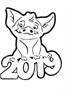 Скачать бесплатно Раскраска на Новый год 2019 со свиньей на сайте WishesCards.ru