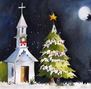Скачать бесплатно Рождественская открытка в детском рисунке на сайте WishesCards.ru