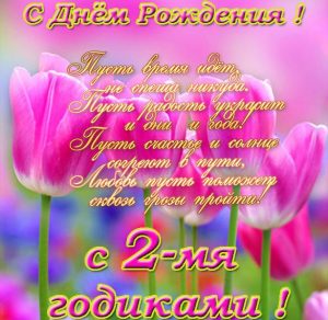 Скачать бесплатно Шикарная открытка с днем рождения на 2 года девочке на сайте WishesCards.ru
