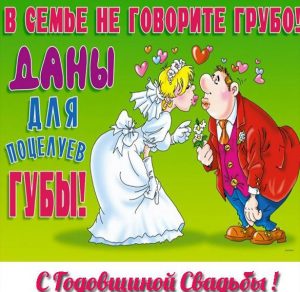 Скачать бесплатно Смешная красивая открытка с годовщиной свадьбы на сайте WishesCards.ru