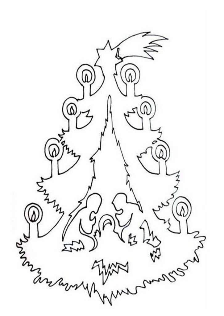 Скачать бесплатно Трафарет новогодней елки на окно на сайте WishesCards.ru