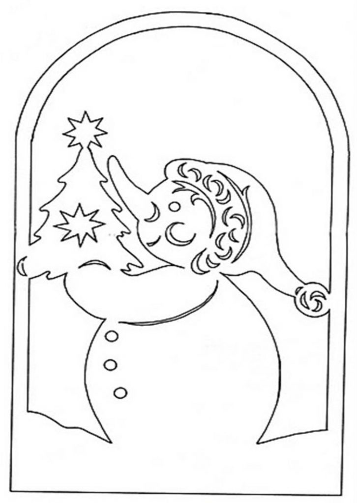 Скачать бесплатно Трафарет новогодняя композиция на окно из бумаги на сайте WishesCards.ru