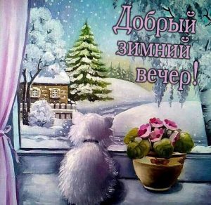 Скачать бесплатно Зимняя картинка добрый зимний вечер на сайте WishesCards.ru