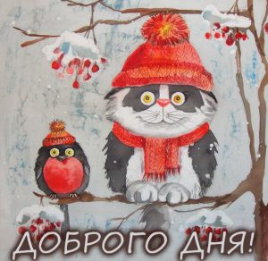 Скачать бесплатно Зимняя картинка доброго дня прикольная смешная на сайте WishesCards.ru