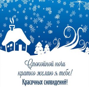 Скачать бесплатно Зимняя картинка спокойной ночи красивая интересная на сайте WishesCards.ru